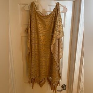 Lilly Pulitzer Jerrica Swim Cover Up Metallic Gold Fringe